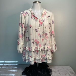 Entro Floral Blouse L Long Sleeve Sexy Summer.